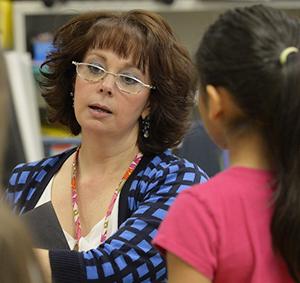 GGC education major student teaching in the classroom