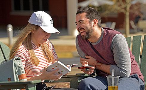 Engaged students on GGC Lawn