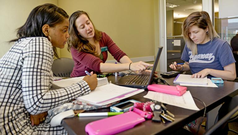 Mathematics students participating in tutoring session