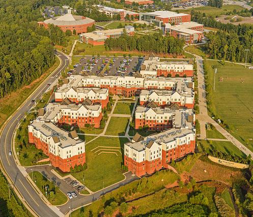 Aerial view of student housing