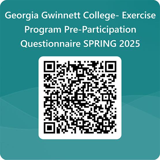 QR code link to GGC Exercise Program Pre-participation Questionnaire for spring 2025