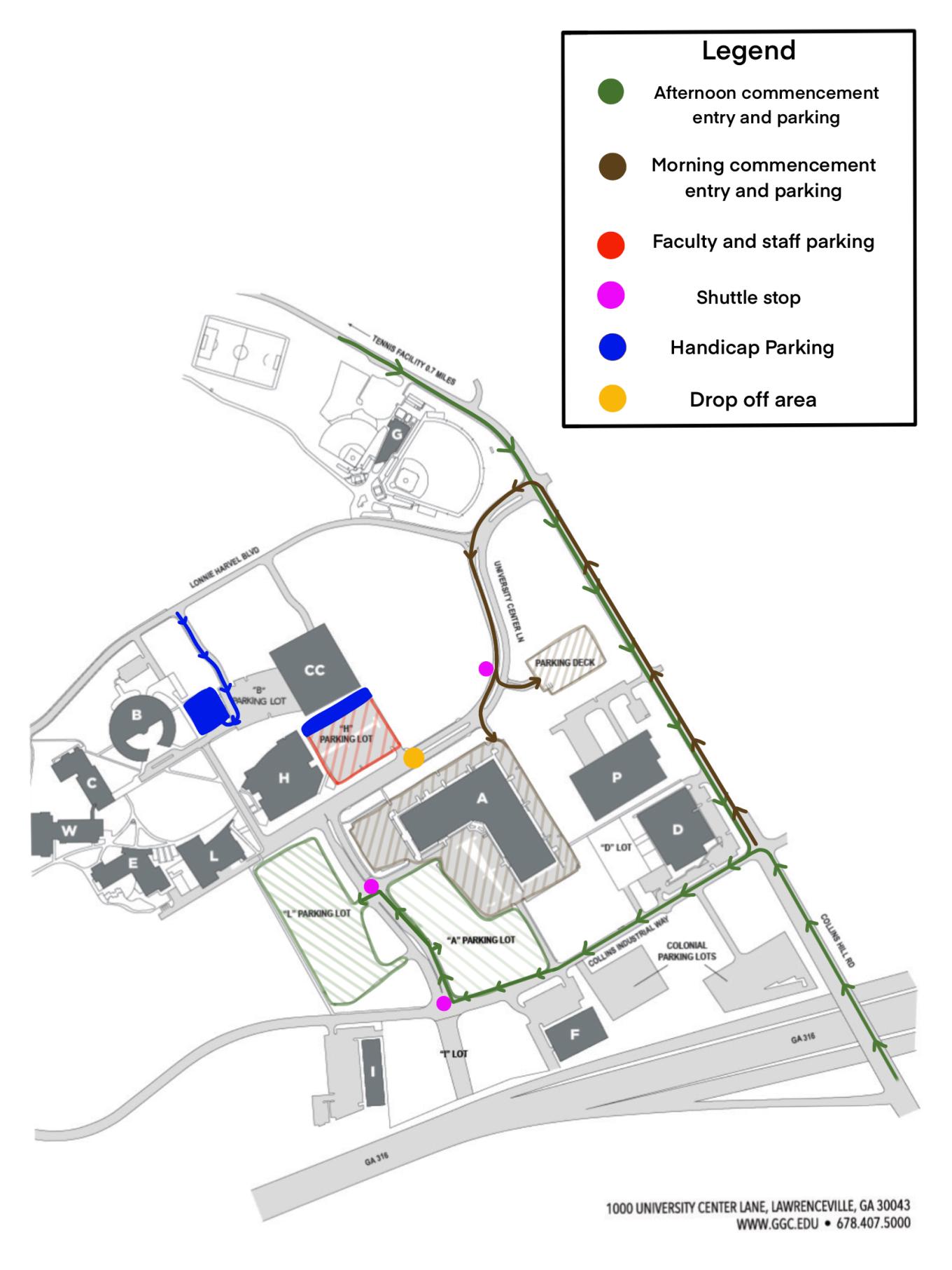 GGC Convocation Center Parking Map