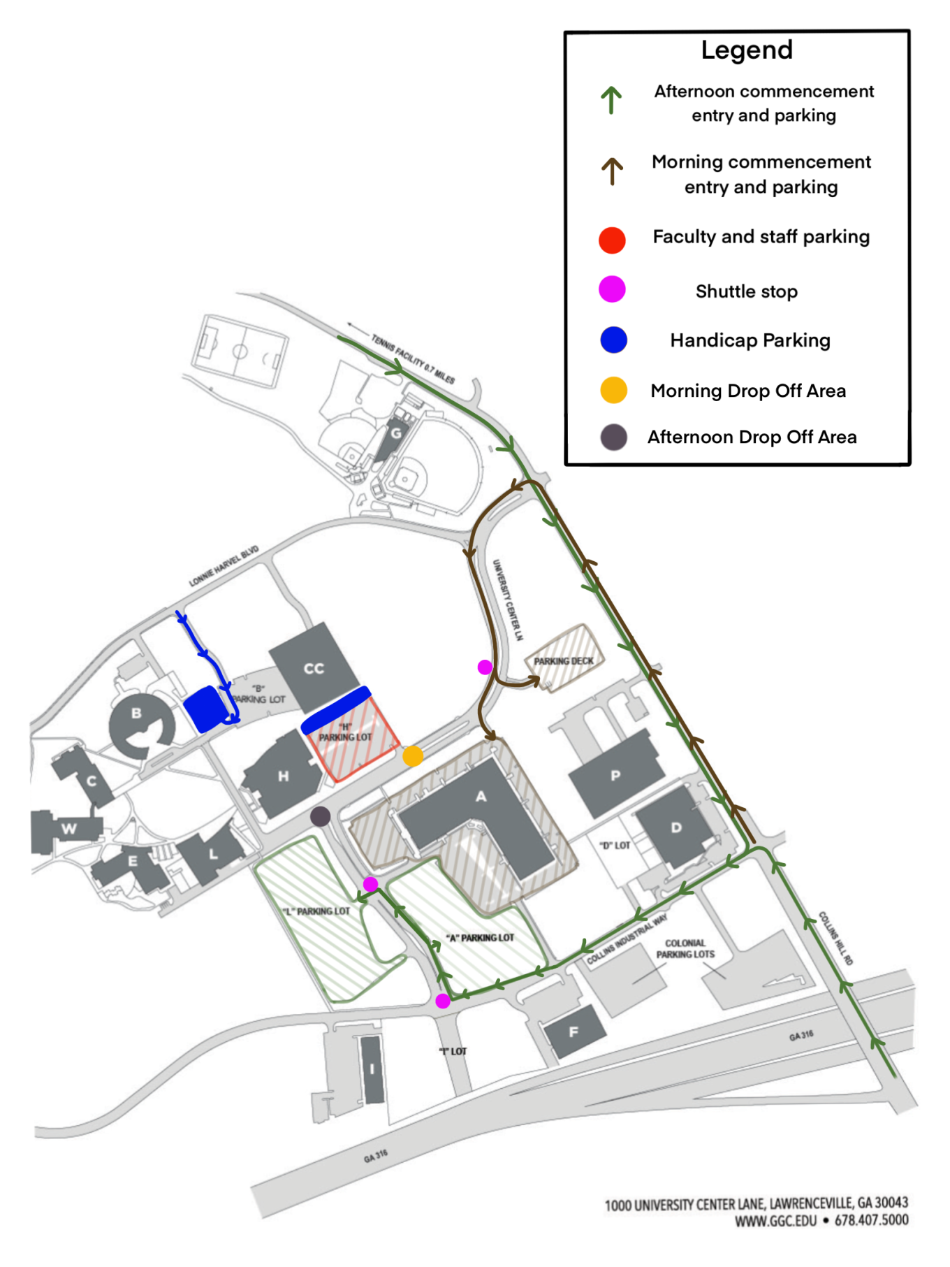 GGC Convocation Center Parking Map