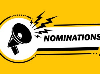 Nomination image with yellow background and black bullhorn 