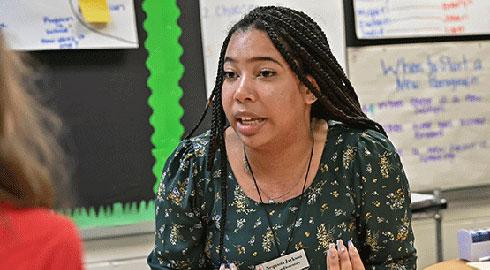 GGC education major Naquasia Jackson in Gwinnett classroom